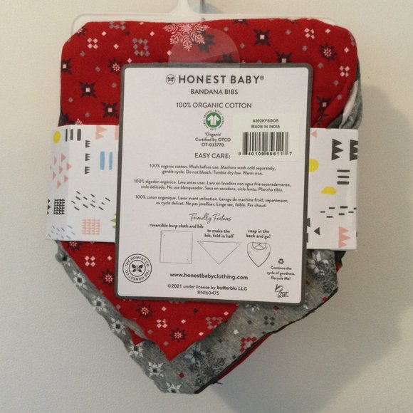 Honest Baby 3 Pack Reversible Bandanna Bibs 100% Organic Cotton NEW NWT - Picture 7 of 7